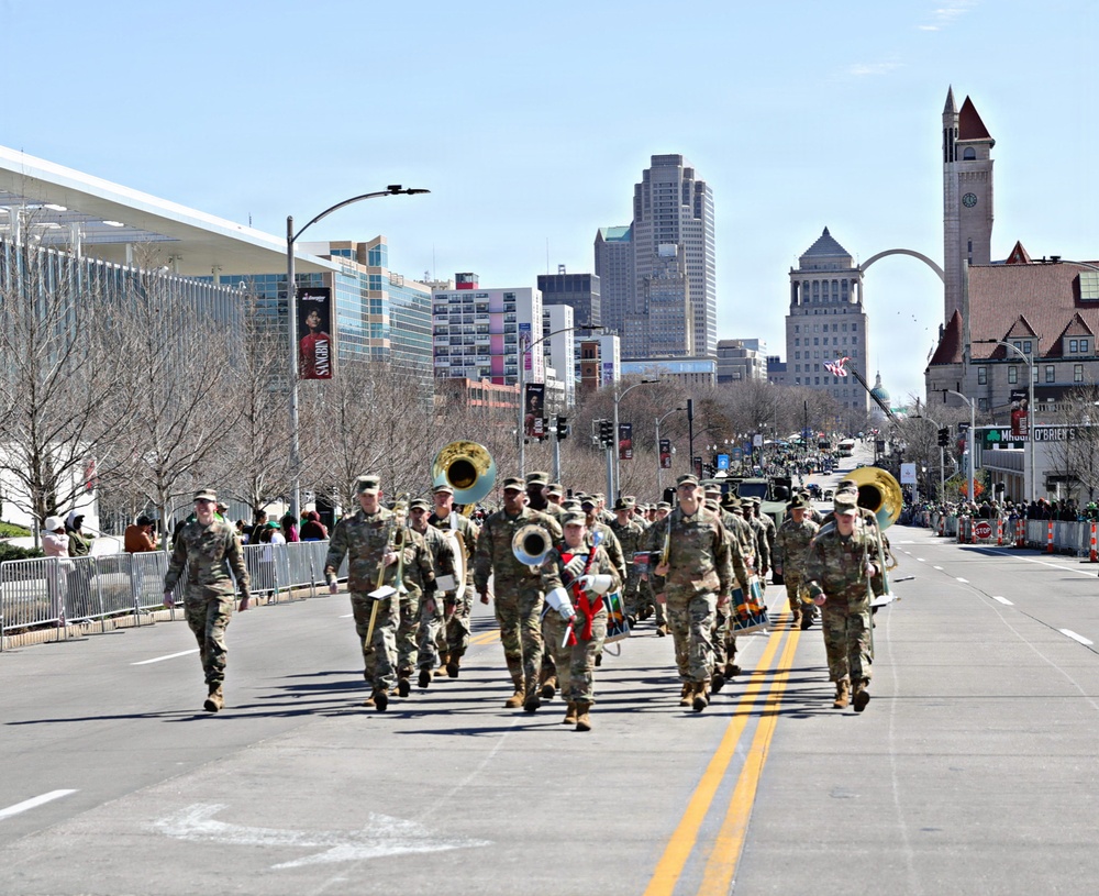 The 1st Infantry Division Band performs at the St. Patrick's Day Parade