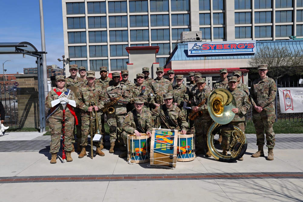 The 1st Infantry Division Band performs at the St. Patrick's Day Parade