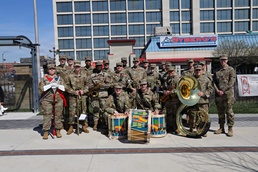 The 1st Infantry Division Band performs at the St. Patrick's Day Parade
