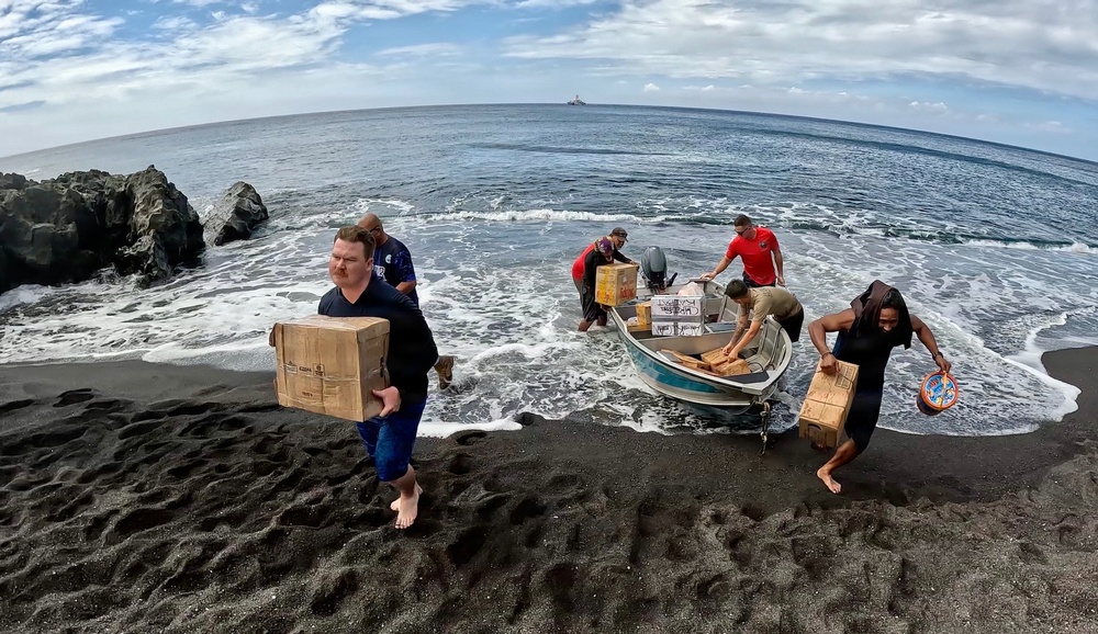 USCGC Frederick Hatch crew delivers supplies to Pagan residents