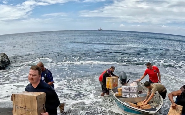 USCGC Frederick Hatch crew delivers supplies to Pagan residents