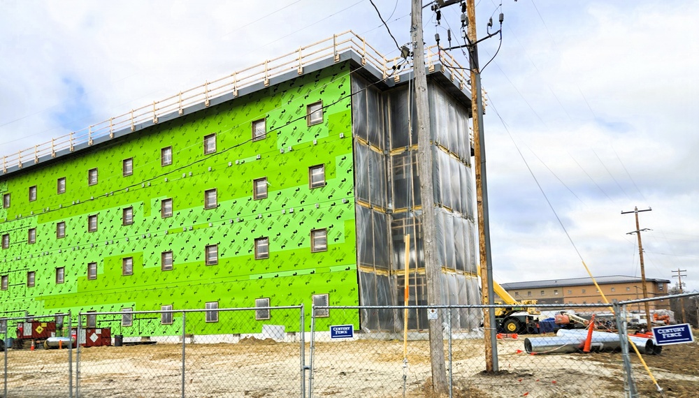 March 2026 construction operations for fiscal year 2024-funded $55.75 million Collective Training Officers Quarters Project at Fort McCoy