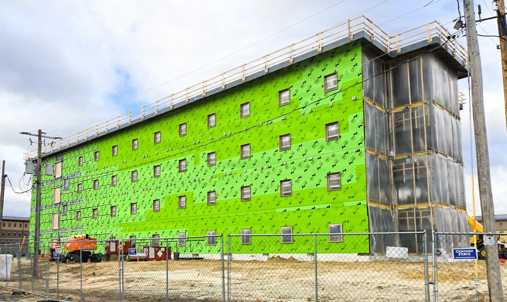 March 2026 construction operations for fiscal year 2024-funded $55.75 million Collective Training Officers Quarters Project at Fort McCoy