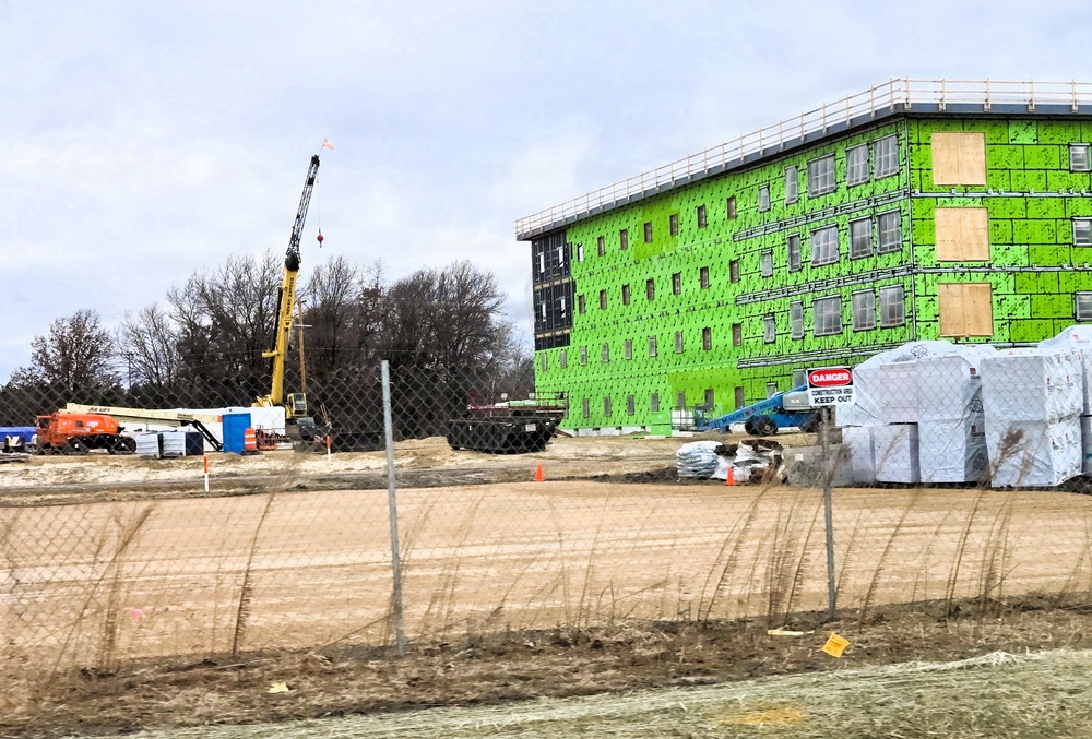 March 2026 construction operations for fiscal year 2024-funded $55.75 million Collective Training Officers Quarters Project at Fort McCoy