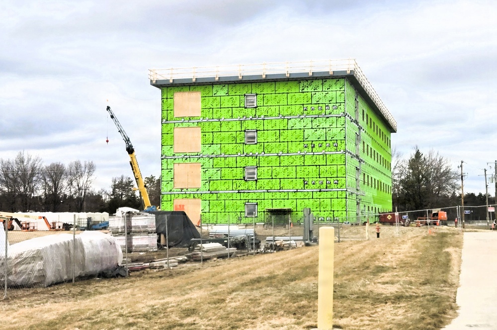 March 2026 construction operations for fiscal year 2024-funded $55.75 million Collective Training Officers Quarters Project at Fort McCoy