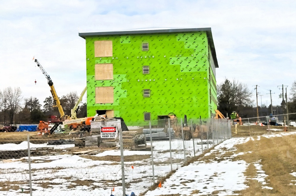 March 2026 construction operations for fiscal year 2024-funded $55.75 million Collective Training Officers Quarters Project at Fort McCoy