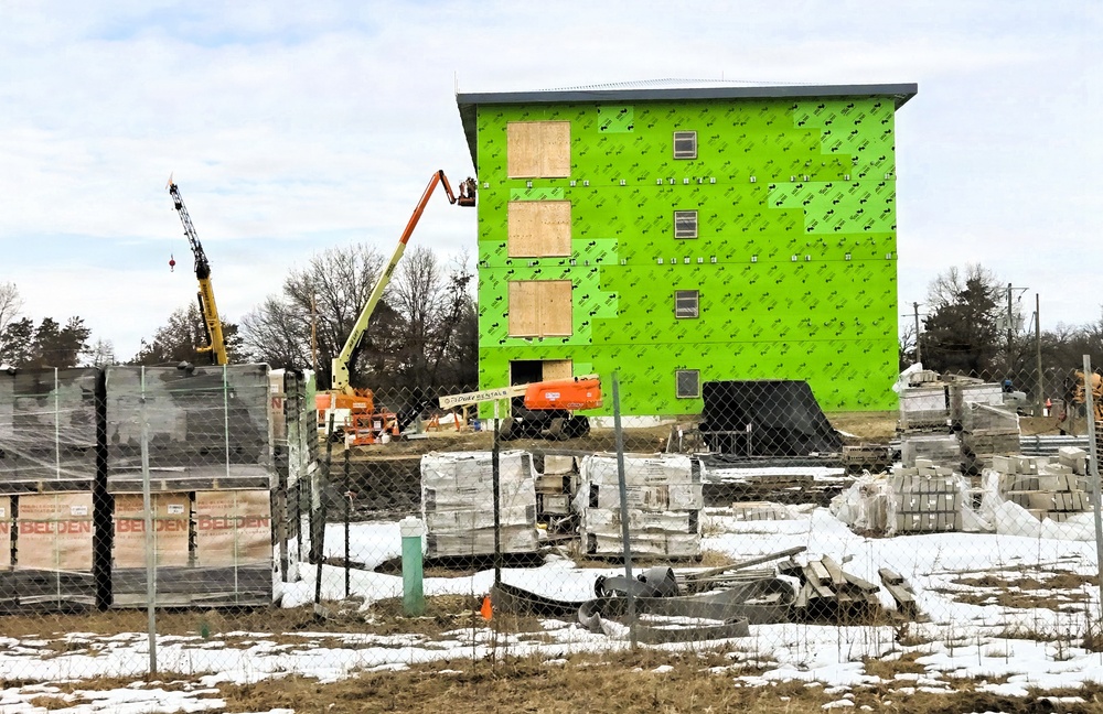 March 2026 construction operations for fiscal year 2024-funded $55.75 million Collective Training Officers Quarters Project at Fort McCoy