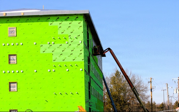 March 2026 construction operations for fiscal year 2024-funded $55.75 million Collective Training Officers Quarters Project at Fort McCoy