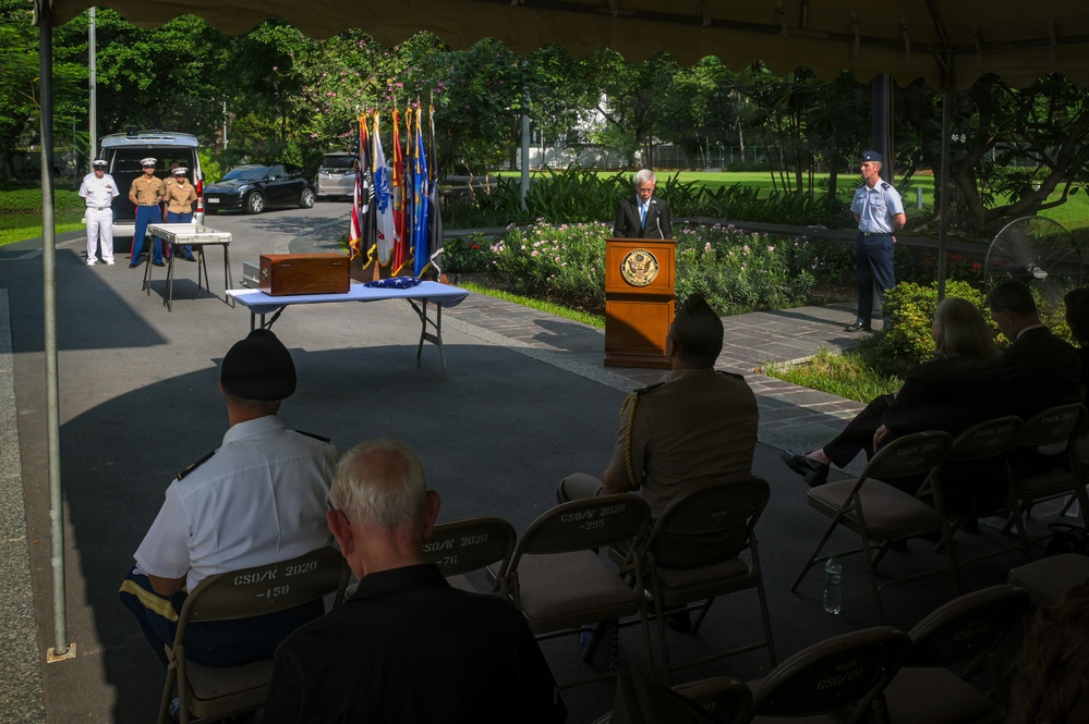 DPAA conducts Repatriation Ceremony at the U.S. Embassy in Thailand