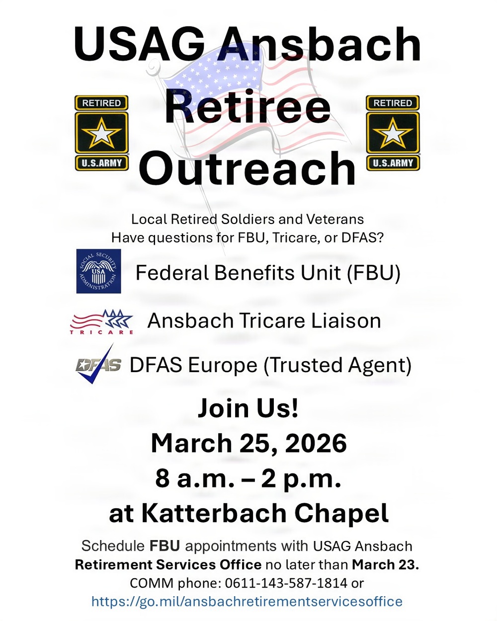 USAG Ansbach Retiree Outreach visit March 25.