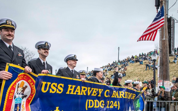 Pre-Commissioning Unit (PCU) Harvey C. Barnum Jr. (DDG 124) Crew March in Boston St. Patrick’s Day Parade