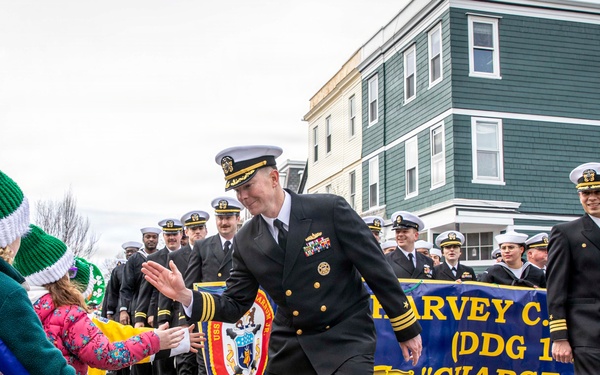 Pre-Commissioning Unit (PCU) Harvey C. Barnum Jr. (DDG 124) Crew March in Boston St. Patrick’s Day Parade