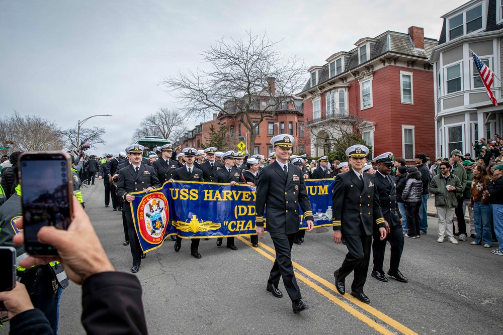 Pre-Commissioning Unit (PCU) Harvey C. Barnum Jr. (DDG 124) Crew March in Boston St. Patrick’s Day Parade