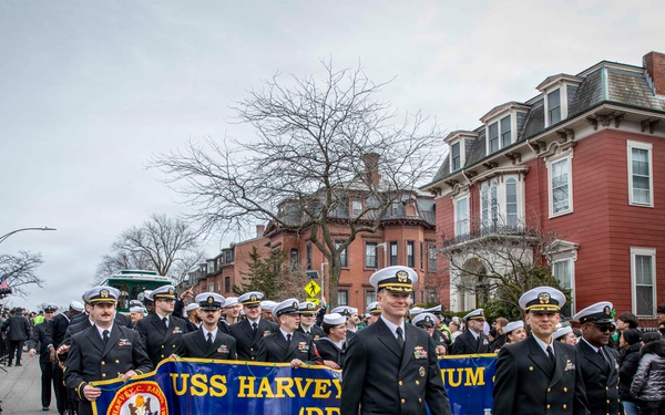 Pre-Commissioning Unit (PCU) Harvey C. Barnum Jr. (DDG 124) Crew March in Boston St. Patrick’s Day Parade