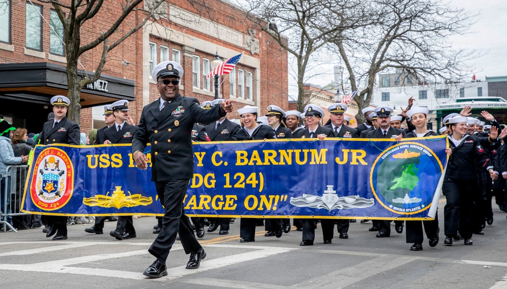 Pre-Commissioning Unit (PCU) Harvey C. Barnum Jr. (DDG 124) Crew March in Boston St. Patrick’s Day Parade