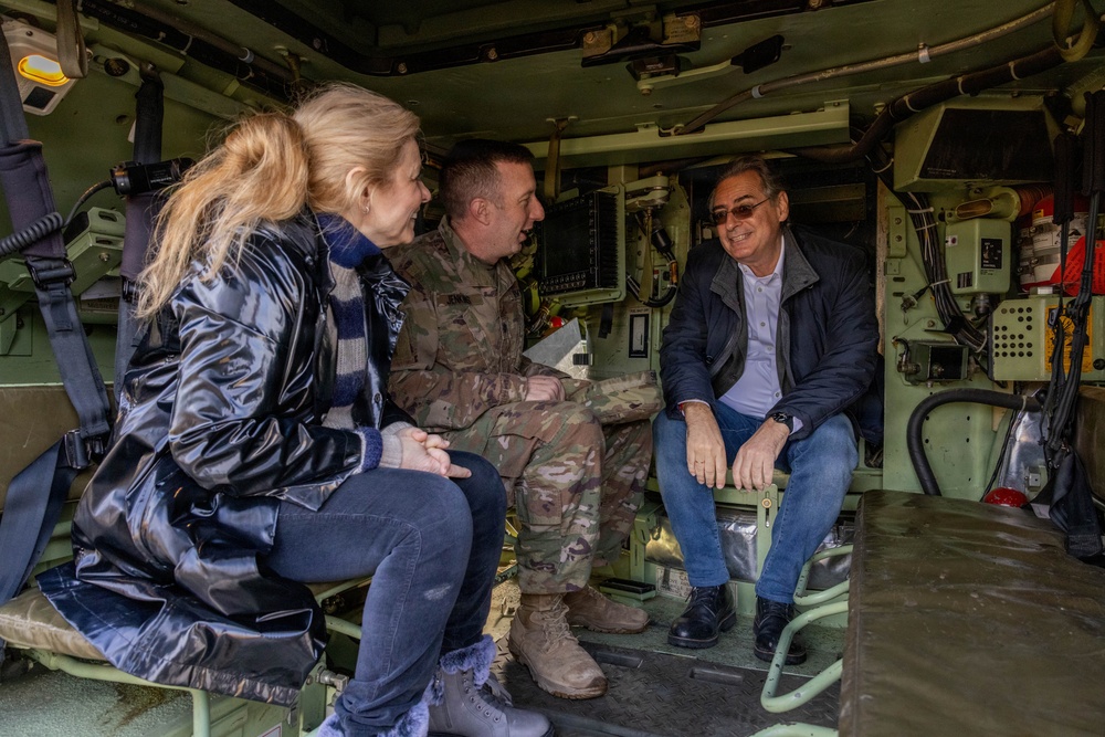 Roman Pipko tours a U.S. Army M2A1 Bradley in Estonia
