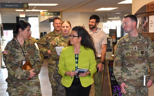 Mrs. Kimberly Weimer, spouse of SMA Weimer, visits Lyster Army Health Clinic