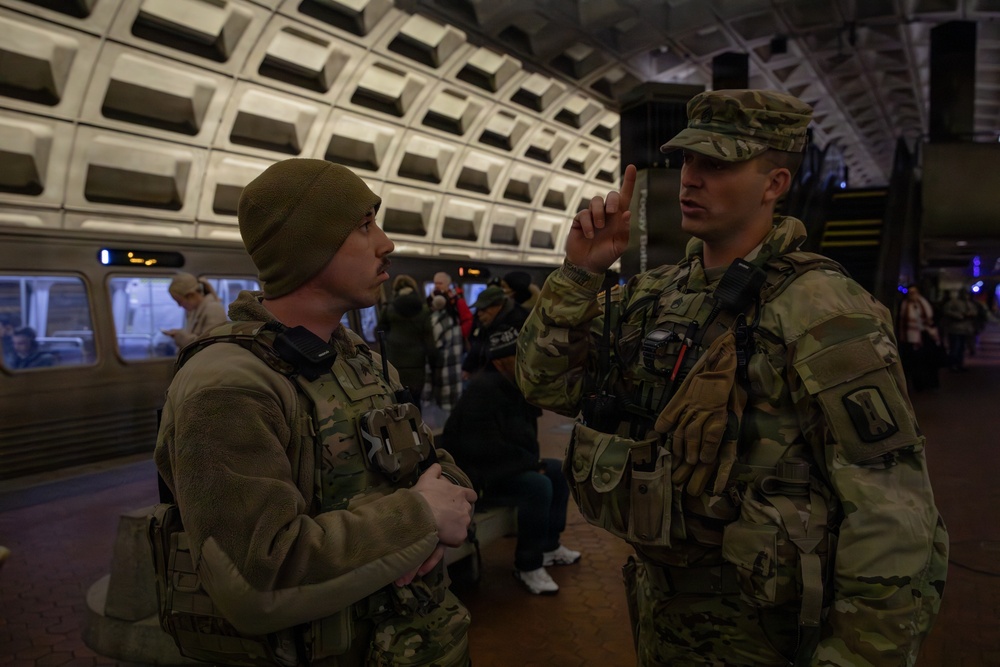 Mississippi National Guard Soldiers patrol in the Washington Metro