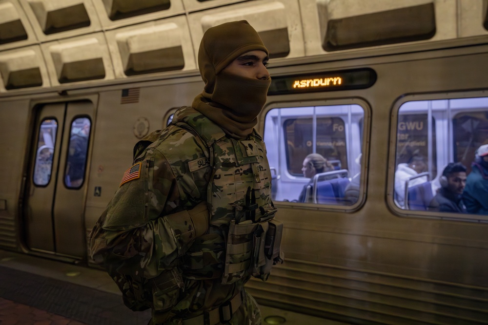 Mississippi National Guard Soldiers patrol in the Washington Metro
