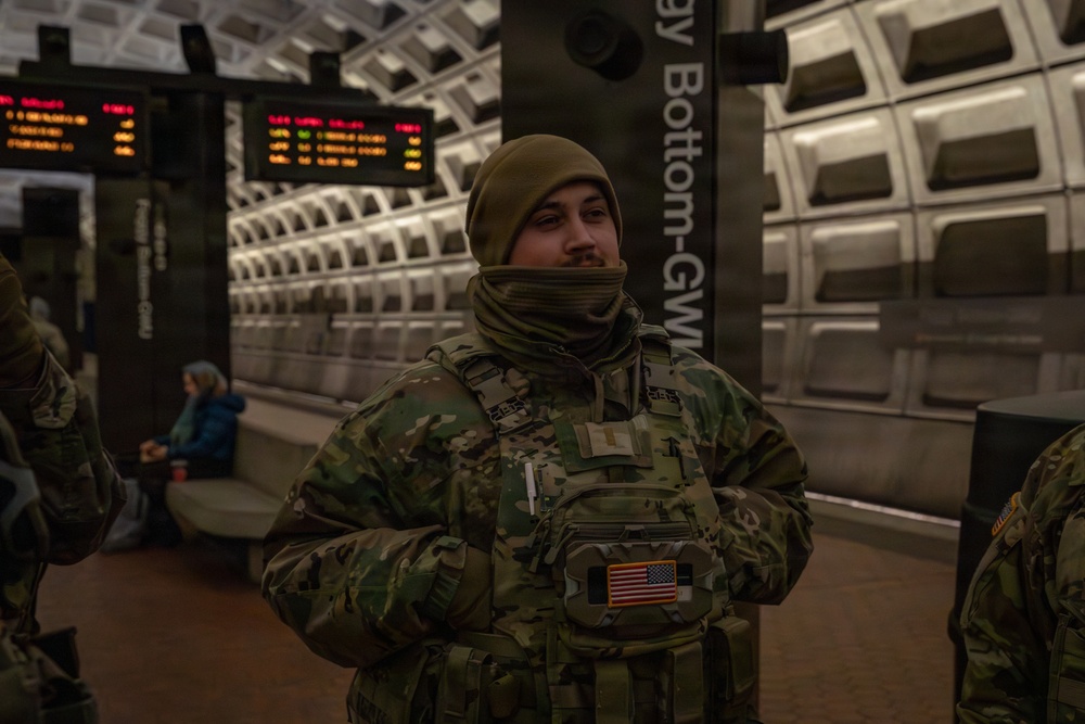 Mississippi National Guard Soldiers patrol in the Washington Metro