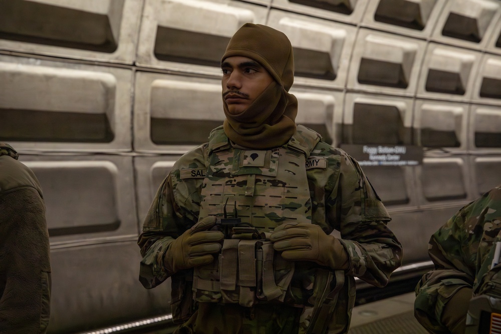 Mississippi National Guard Soldiers patrol in the Washington Metro