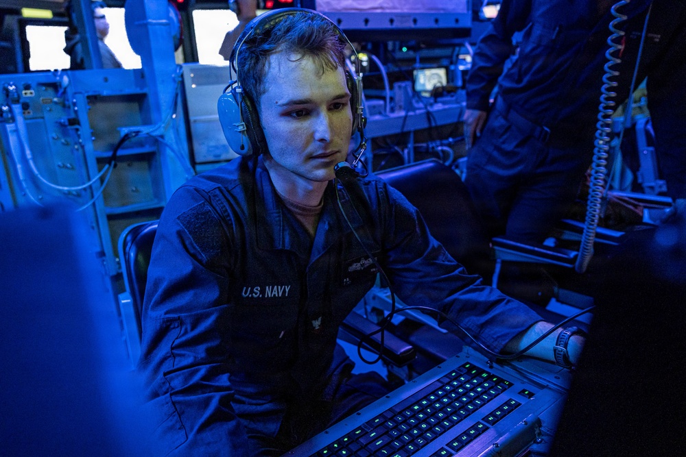 U.S. Sailor Stands Watch Aboard USS Bainbridge