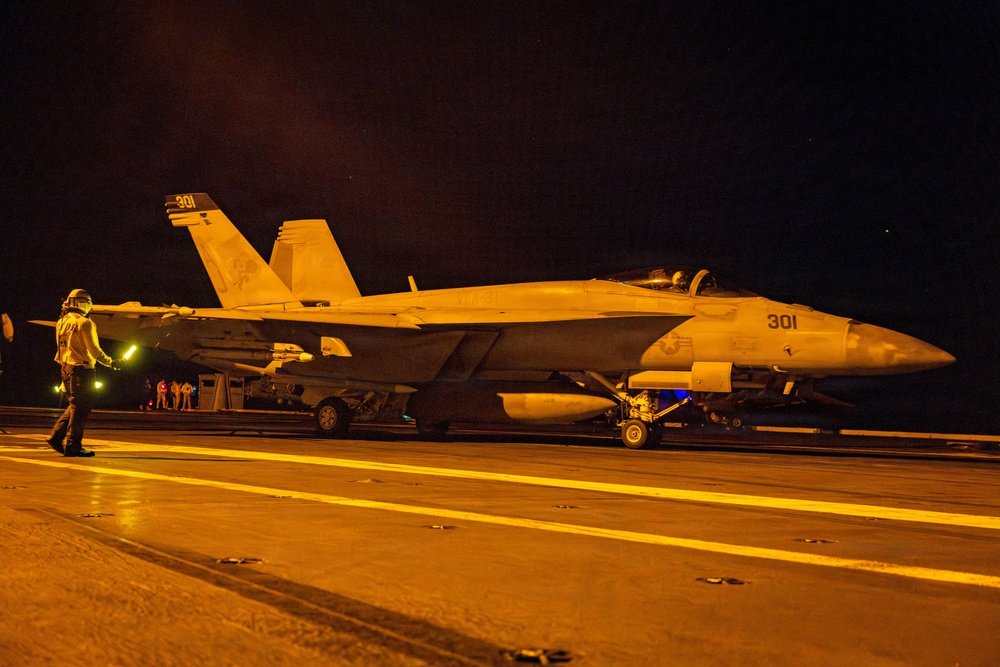 USS Gerald R. Ford Conducts Night Flight Operations During Operation Epic Fury