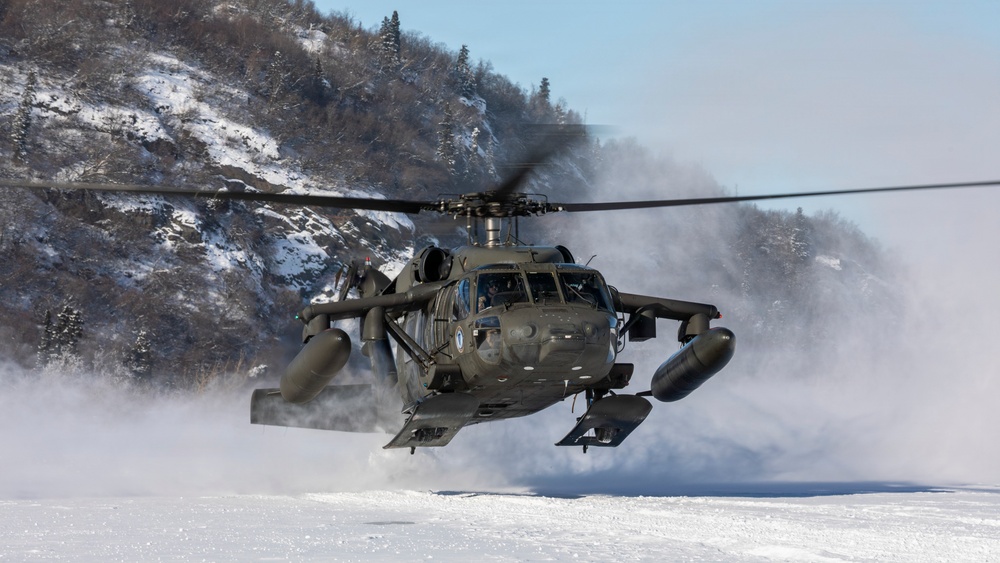 AKARNG Black Hawk aviators conduct flight operations near Knik Glacier