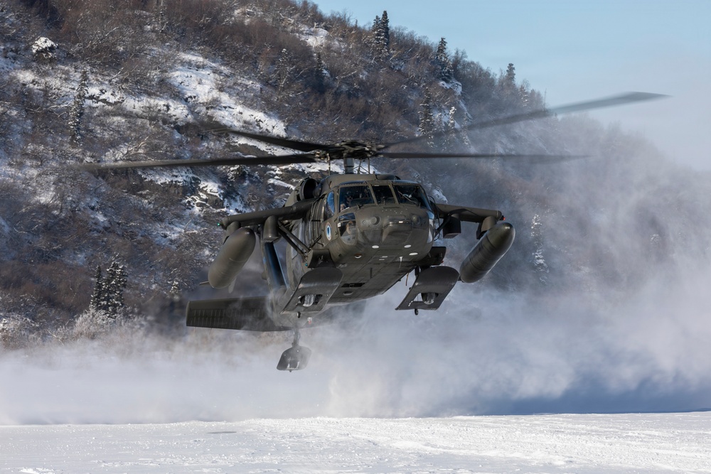 AKARNG Black Hawk aviators conduct flight operations near Knik Glacier