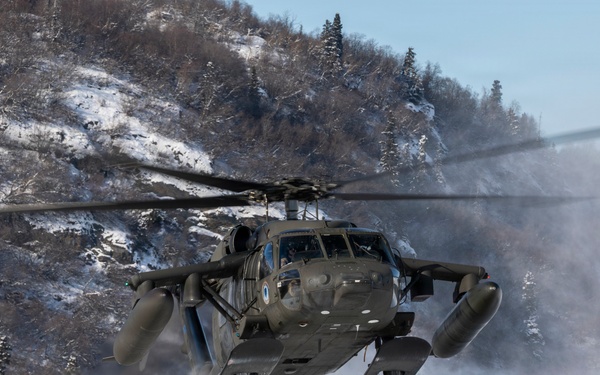AKARNG Black Hawk aviators conduct flight operations near Knik Glacier