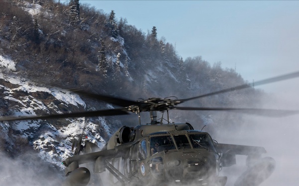 AKARNG Black Hawk aviators conduct flight operations near Knik Glacier