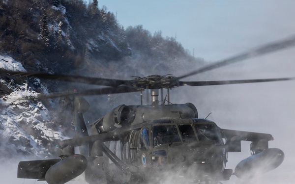 AKARNG Black Hawk aviators conduct flight operations near Knik Glacier