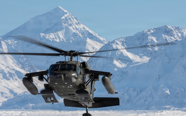 AKARNG Black Hawk aviators conduct flight operations near Knik Glacier