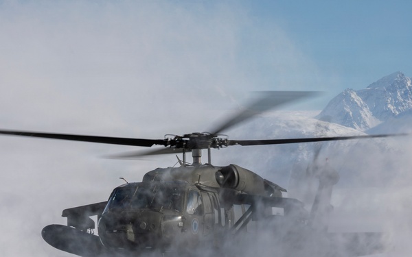 AKARNG Black Hawk aviators conduct flight operations near Knik Glacier