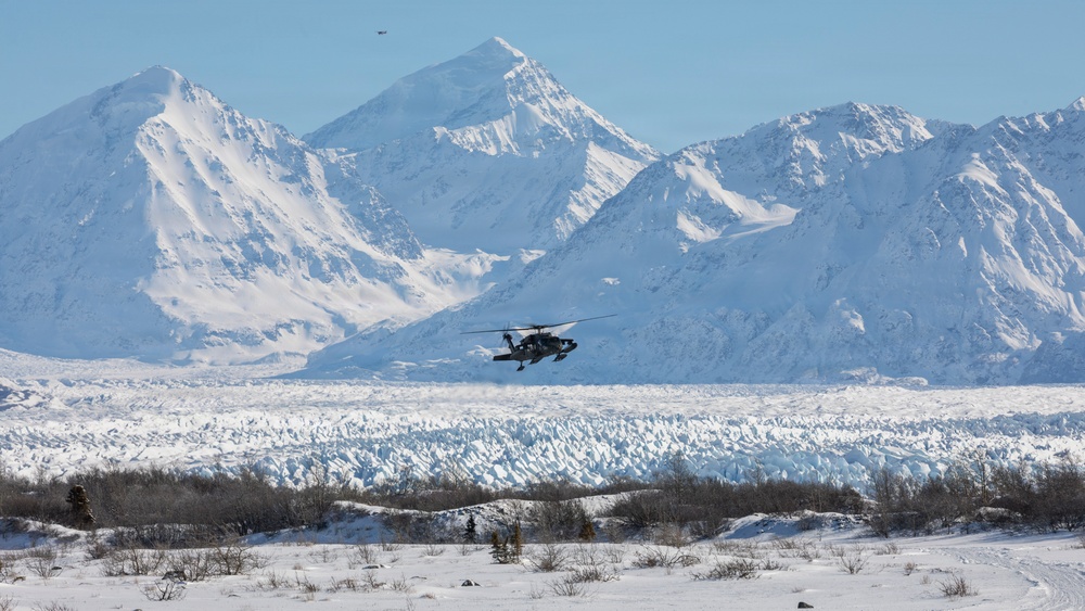AKARNG Black Hawk aviators conduct flight operations near Knik Glacier