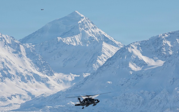 AKARNG Black Hawk aviators conduct flight operations near Knik Glacier