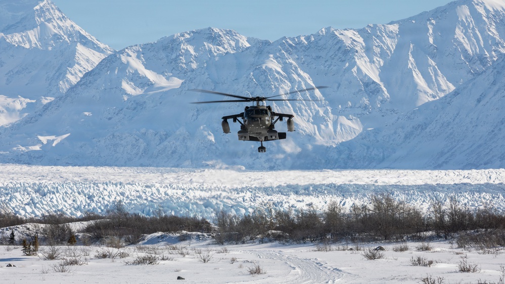 AKARNG Black Hawk aviators conduct flight operations near Knik Glacier