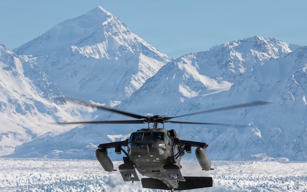 AKARNG Black Hawk aviators conduct flight operations near Knik Glacier
