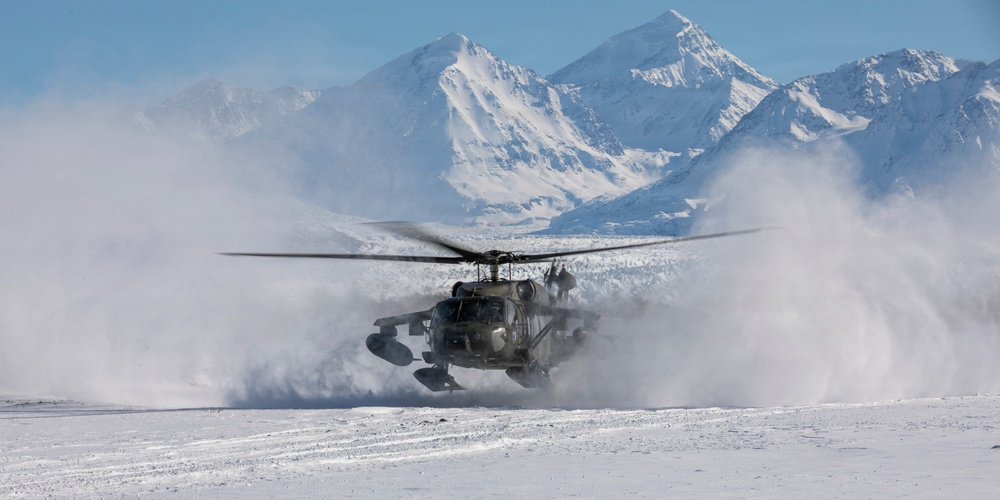 AKARNG Black Hawk aviators conduct flight operations near Knik Glacier