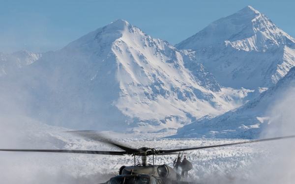 AKARNG Black Hawk aviators conduct flight operations near Knik Glacier