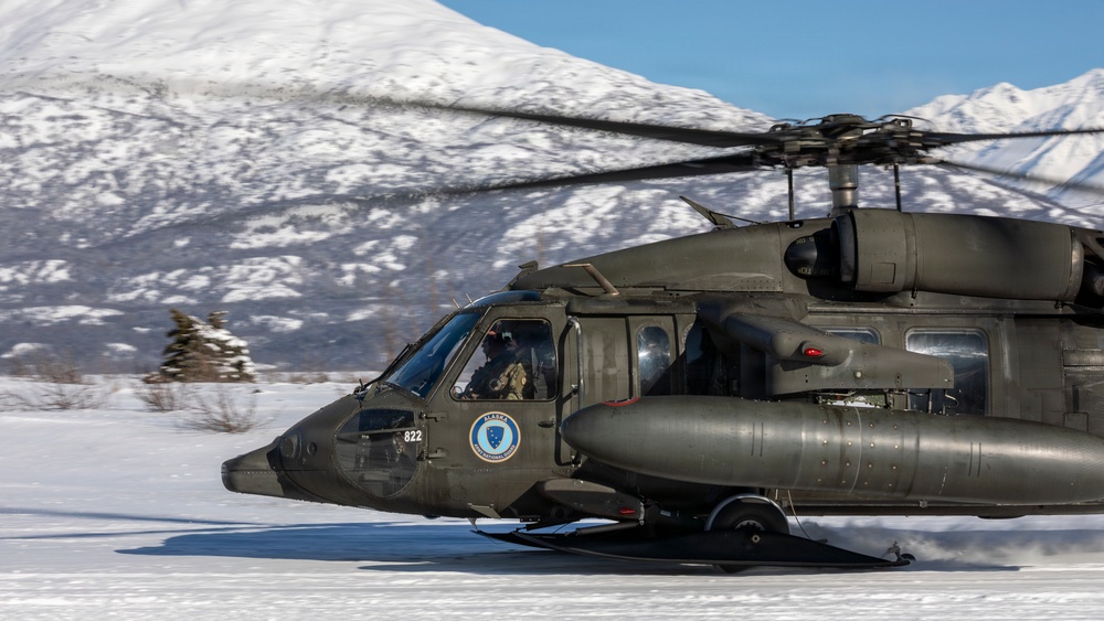 AKARNG Black Hawk aviators conduct flight operations near Knik Glacier