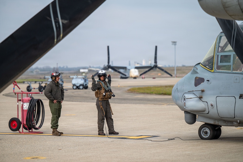 Marine MV-22B Depart Beale AFB during Combat Rescue Exercise to Enhance Joint Force Integration