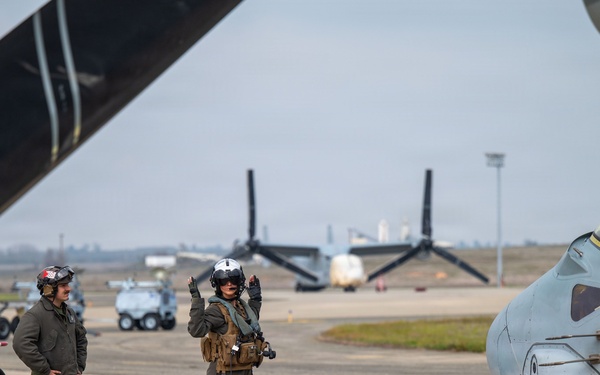 Marine MV-22B Depart Beale AFB during Combat Rescue Exercise to Enhance Joint Force Integration