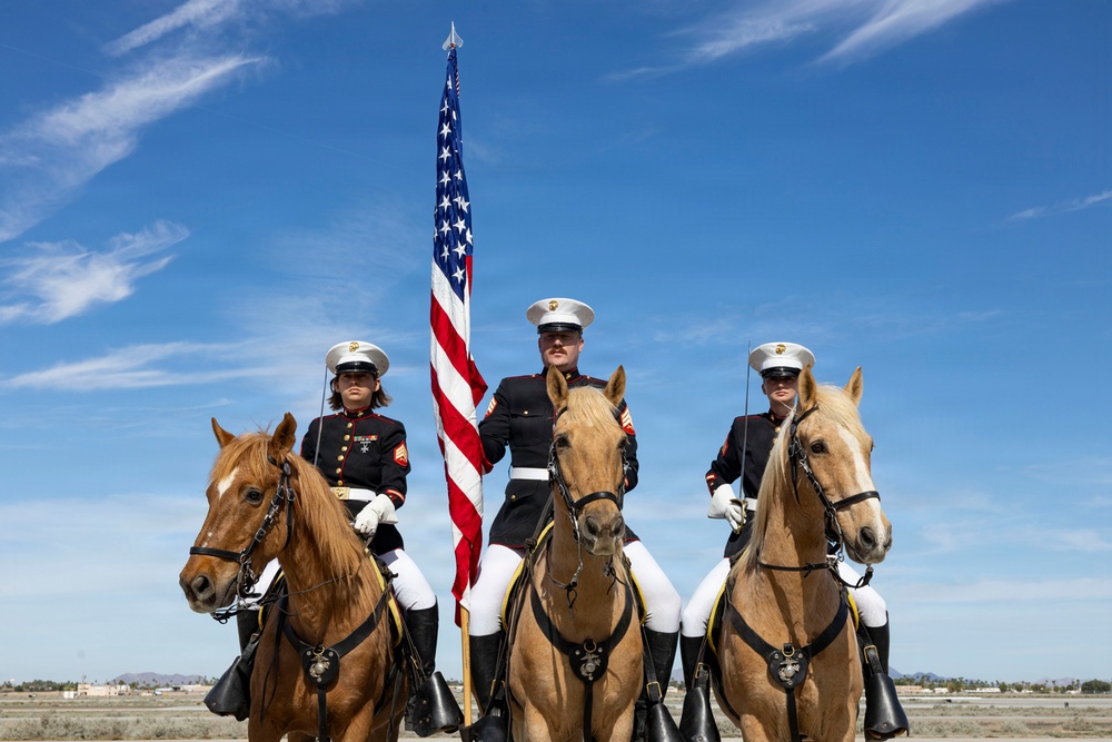 U.S. Marine Corps Mounted Color Guard participates in Yuma Airshow 2026