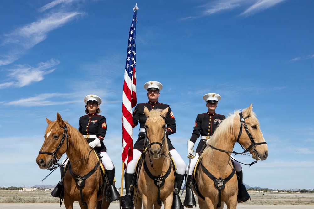 U.S. Marine Corps Mounted Color Guard participates in Yuma Airshow 2026