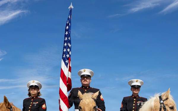 U.S. Marine Corps Mounted Color Guard participates in Yuma Airshow 2026