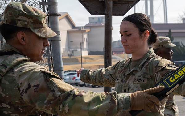 Military Police practice enhanced security drills during a Secure the FSK exercise