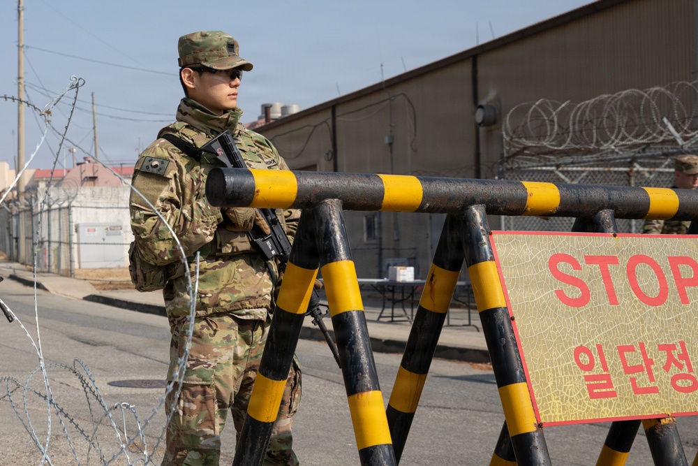 Military Police practice enhanced security drills during a Secure the FSK exercise