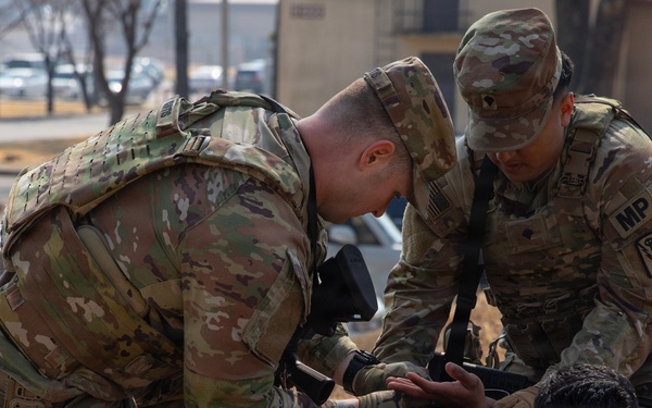 Military Police practice enhanced security drills during a Secure the FSK exercise