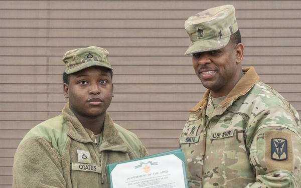 Soldiers from Headquarters and Headquarters Battery, 35th Air Defense Artillery Brigade Awarded Army Commendation Medal